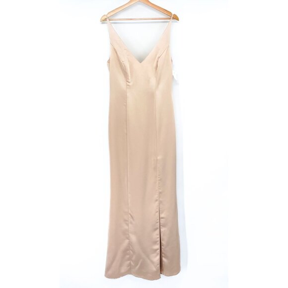 NEW After Six Lux Charmeuse Draped Cowl Back Princess Charmeuse Gown Maxi Dress - Picture 3 of 11